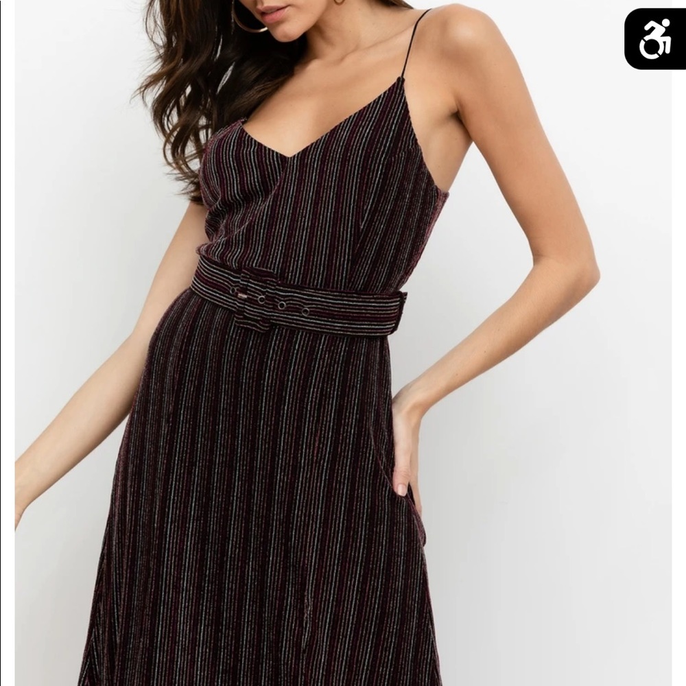 Yumi Kim strapped midi dress, metallic striped size M